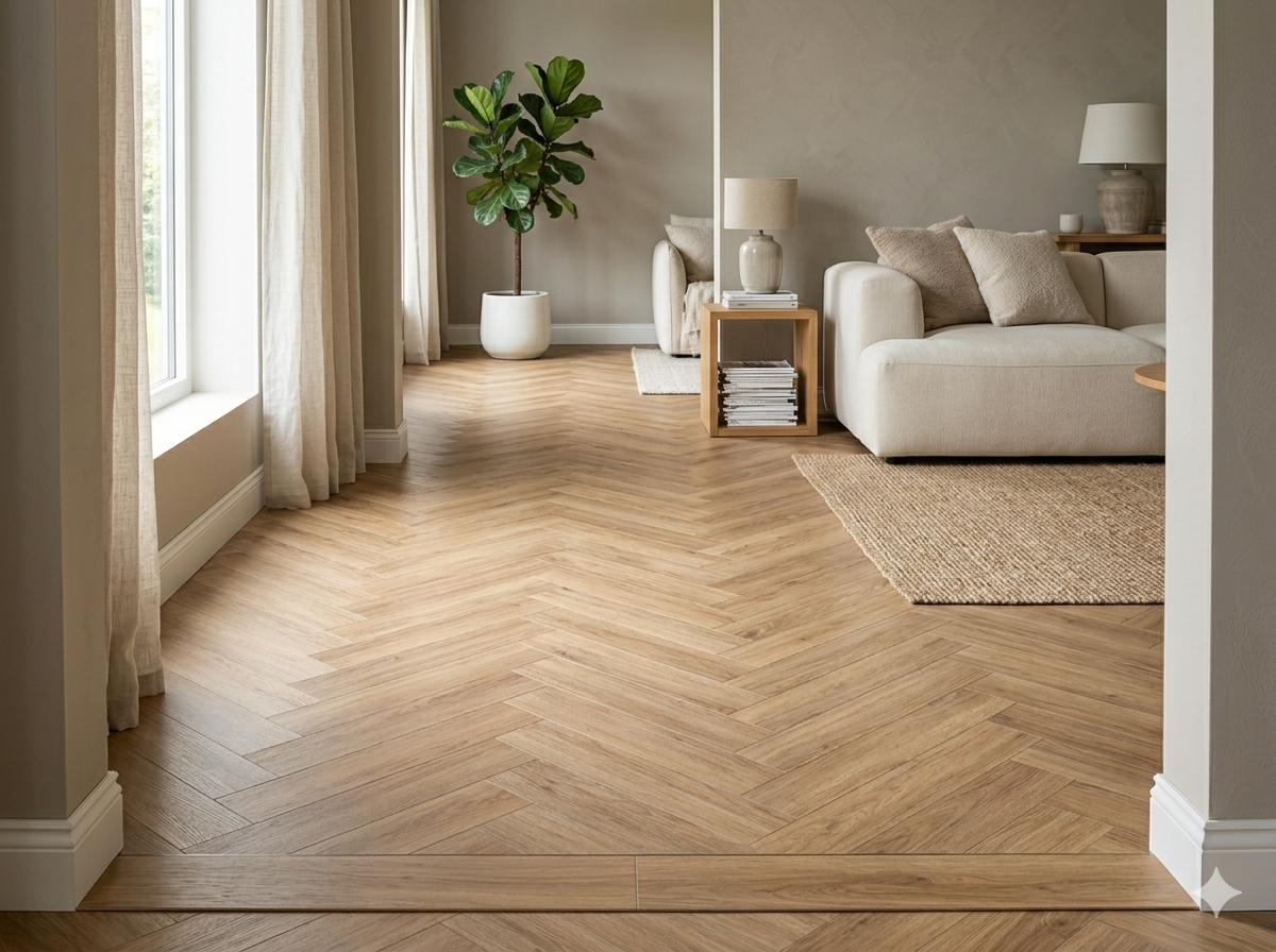 LVP Herringbone Living Room