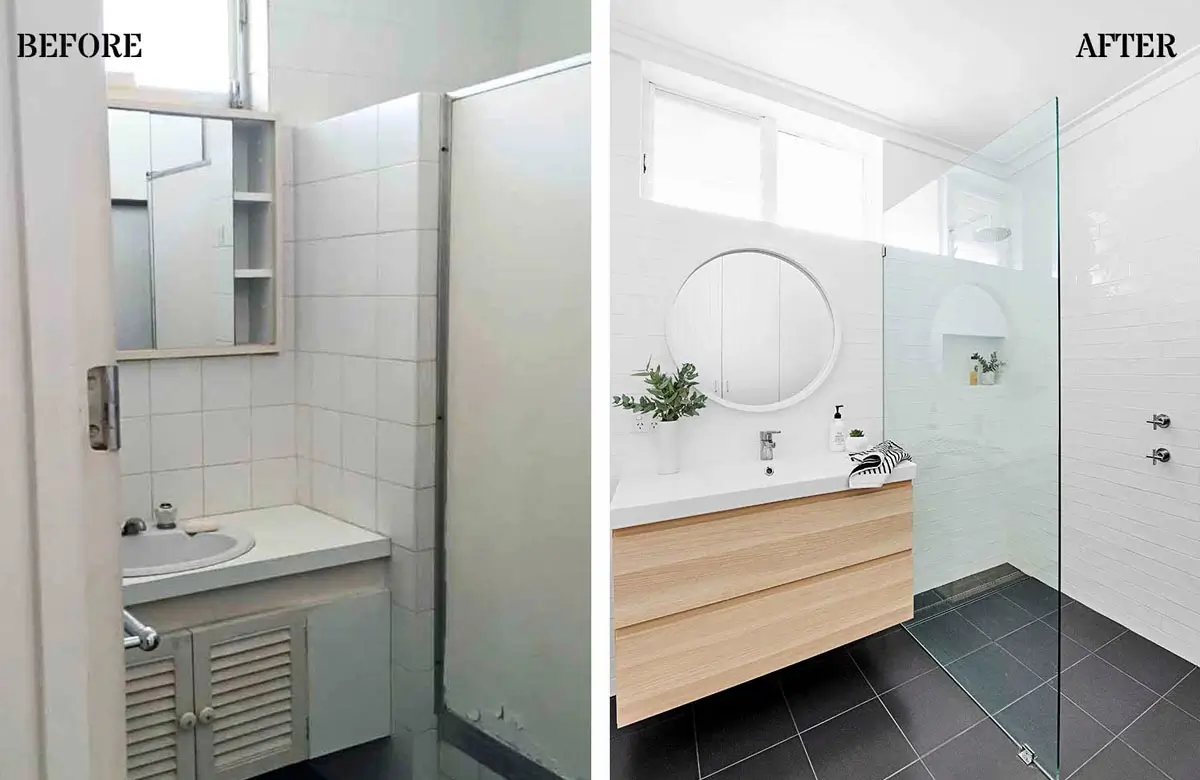 Bathroom before and after
